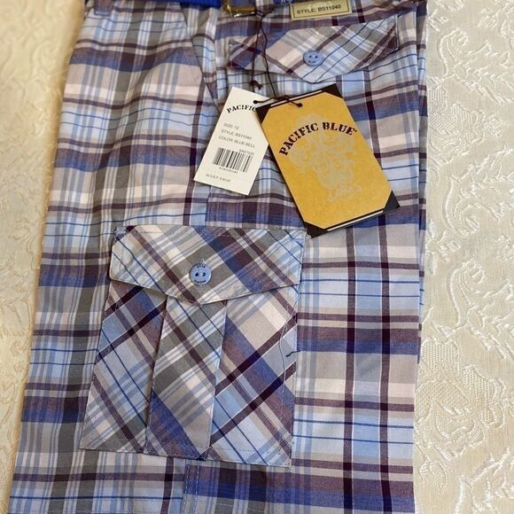 Pacific Blue Boys Plaid Fashion Shorts size:12 - Picture 5 of 9